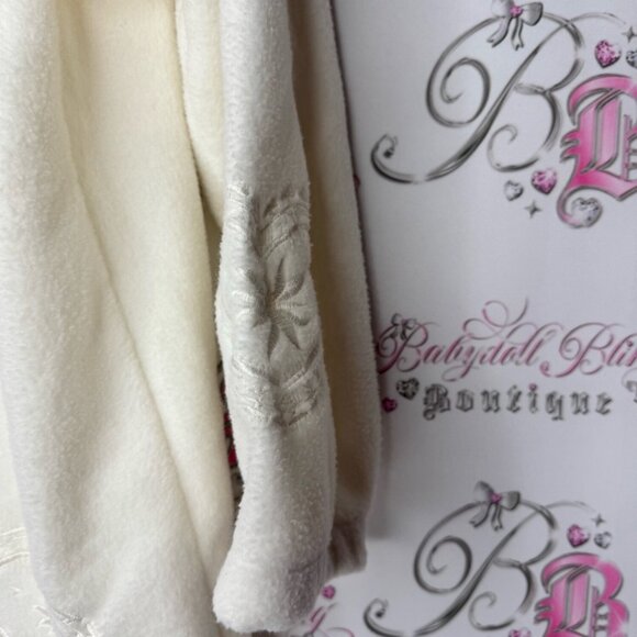 Weekend edition sweater long Cozy White Hooded Pullover heart embroidered - Picture 13 of 13